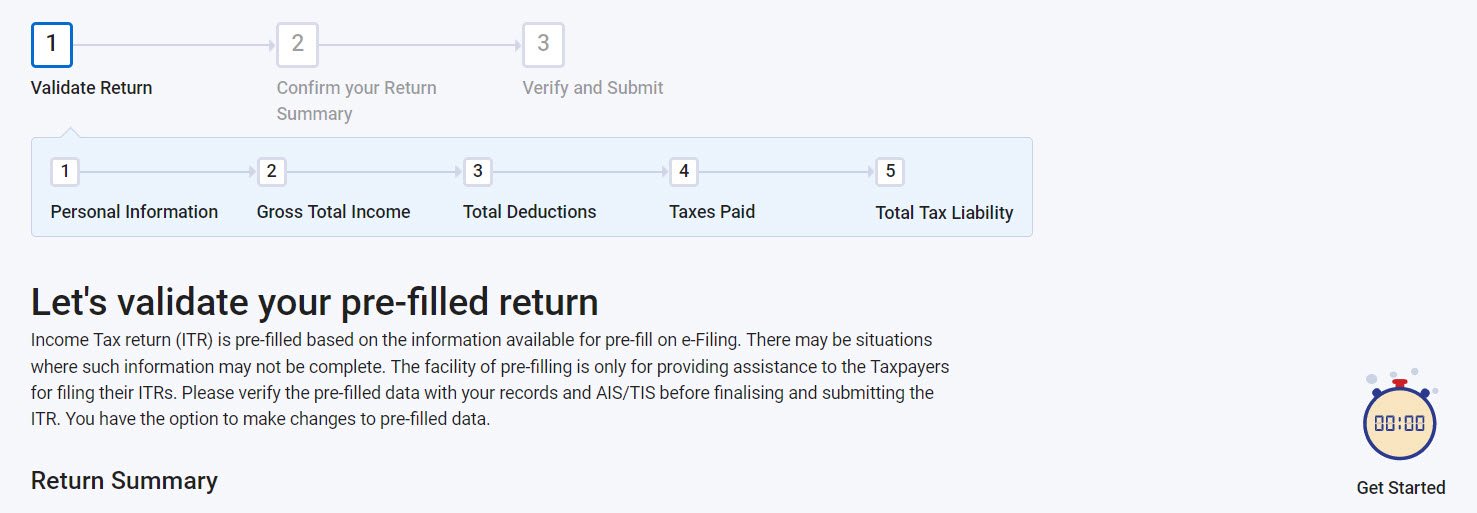 Prefilled Validate Income Tax